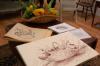 A sampling of some of the entries to our impromptu still life drawing contest. The basket o' goodies was a surprise prize from one of our loyal monkeys. Thanks again Steve!
