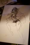 Artwork of The Avian Belle by the wonderful illustrator Used Bandaid Dr. Sketchy Wellington in September 2010. Photo by Alastair Moore
