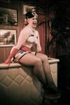 Straight out of a wartime pin-up mag Ms Girdle Buster gives us a wink at Dr. Sketchy Wellington in September 2010. Photo by Alastair Moore