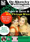 Festive duo, Salacious Sugar and D'licia Minx provided awesome Christmas treats.  Poster by Grace la Belle