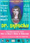 Three beautiful burlesque belles hand picked by Miss La Belle from Miss La Belle's House of Burlesque delight, perform, pose, and create a pretty, fun and fanciful atmosphere of coy delight. Poster design and illustration by Carys Lloyd.