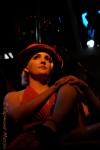 Two incredibly talented performers: juggler and balancing babe Miss Ellaneous with blindfolded violinist and poledancing beauty Danny De Mure. Photograph by Raymond Massa.