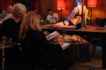 Two incredibly talented performers: juggler and balancing babe Miss Ellaneous with blindfolded violinist and poledancing beauty Danny De Mure. Photograph by Raymond Massa.