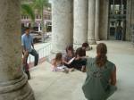 Sketching at the steps of the Sidney and Berne Davis Art Center.