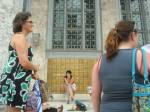 Artists of all ages joined us to sketch at the steps of the Sidney and Berne Davis Art Center.