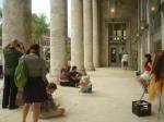 Sketching at the steps of the Sidney and Berne Davis Art Center.