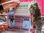 Dr. Sketchy Wellington's October ZOMBIE APOCALYPSE with Winnie Chester, Athena di Lure, and Venus Starr included a zombie impression, play dough zombies and of course plenty of drawing. This was Rachel Rouge's very last Sketchy and the day Grace La Belle 