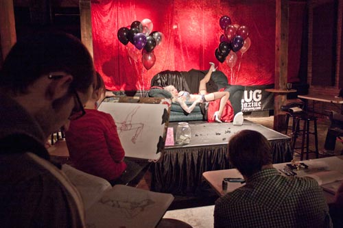 Drawing, drawing, drawing... Ogling.